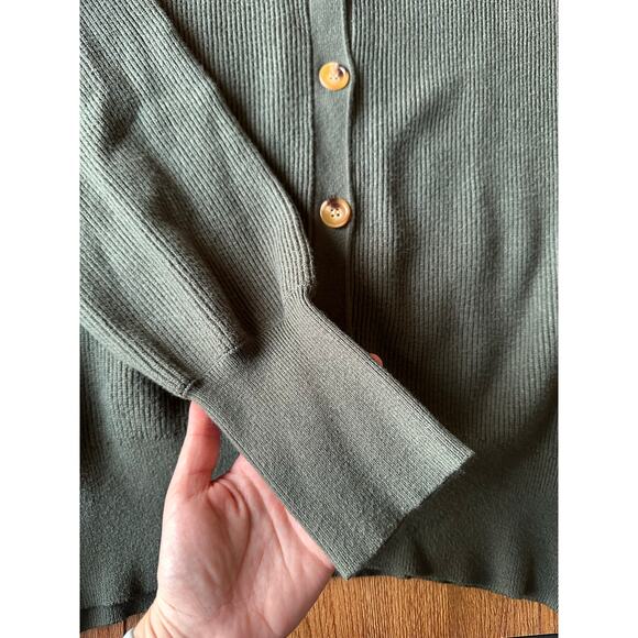 Anrabess Chunky Green Cardigan Sweater Size Medium - Picture 5 of 6